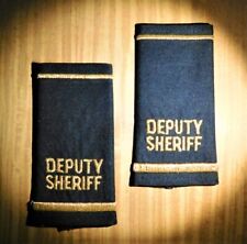 GEMSCO NOS UNIFORM EPAULETTES - DEPUTY SHERIFF - BLACK with GOLD LUREX LETTERING picture