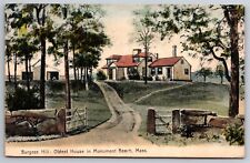 Burgess Hill Oldest House In Monument Beach Stone Fence Mass C1908 Postcard F30 picture