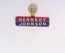 JFK KENNEDY JOHNSON TAB TIN LITHO CAMPAIGN 1960 VINTAGE BUTTON ADVERTISING picture
