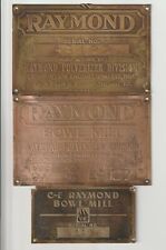 Salvaged Raymond Pulverizer N Branch St Chicago Illinois Qty 3 Brass Badge 48122 picture