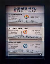 Destroyers of WW2 Display Shadow Box, Fletcher, Sumner, Gearing, 5.75
