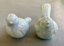 Vintage Small Sitting Bird Salt and Pepper Shakers Light Sky Blue picture
