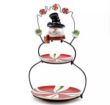 Candy-Stripe Snowman Double Server Server measures approximately 13