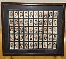 1936 PLAYERS CIGARETTE CARDS “FILM STARS” - FULL SET BEAUTIFULLY FRAMED w/GUIDE picture