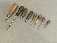 8 Vintage Unusual Special Wood Handle Screwdrivers and Awls - Estate Find picture