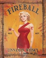 Fireball Cinnamon Whisky 8x10 Rustic Vintage Style Tin Sign Metal Poster picture