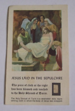 Vtg Jesus laid in Sepulchre relic card cloth touched to the Holy Shroud of Turin picture