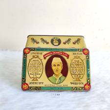 1940 Vintage Jawaharlal Nehru Brand Saffron Advertising Litho Tin Box Rare TI129 picture