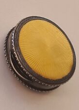 Vintage STUNNING Siver Pill Box Yellow Enamel Rare picture