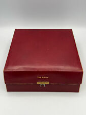 Vintage Red Leather & Wood Bridge Card Playing Set picture