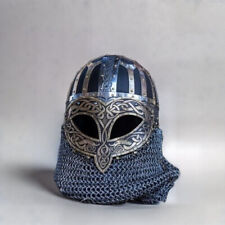 Viking Helmet Handmade Valsgarde - 18 Gauge Steel with Brass Etching - Authenti picture