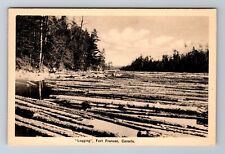 Fort Frances-Ontario, Logging at Fort Frances, Vintage Souvenir Postcard picture