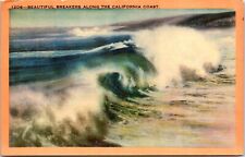 Postcard Pacific Ocean Breakers Waves Southern California B51 picture