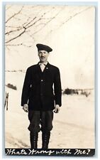 c1910's Man Winter Scene What's Wrong With Me RPPC Photo Antique Postcard picture