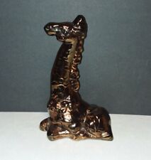 Gold & Black High Gloss Ceramic Giraffe Laying Zoo Animal Figurine Sculpture picture