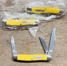 MINI VINTAGE YELLOW ROUGH RYDER 3 BLADE HUNTING POCKET KNIFE picture