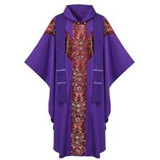 Clergy Purple Chasuble Catholic Church Clergy Robe Priest Celebrant Vestments picture