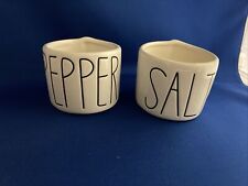Retired Rae Dunn Large Letters Salt Pepper Cellars Magenta New RARE White Stitch picture