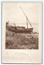 c1930's Sailboat Sea Of Galilee Bethesda Jerusalem Israel RPPC Photo Postcard picture
