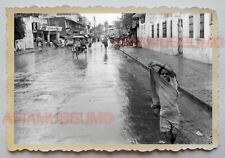 1940s KOLKATA STREET SCENE GIRL TRICYCLE RAINS BUILDING Vintage INDIA Photo 1156 picture