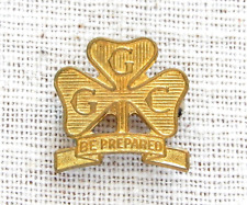 Girl Scout Be Prepared Pin Vintage GGC Girl Guides Council Clover Gold Tone picture