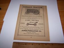 1916 JONES PENDLETON FORD & FORDSON Dealer - Paper Ad FRANKLIN GREENWOOD INDIANA picture