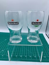 Heineken .25L Beer Glasses Set Pair of 2 Original Red Star Logo Tall 5-7/8” picture