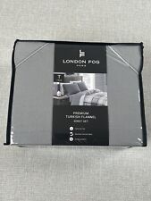 London Fog Home Premium Turkish Flannel Sheet Set, Gray, Twin Size New Soft picture
