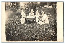 c1910's Mother And Daughters Reading Playing In Garden RPPC Photo Postcard picture