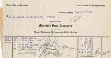 U.S. Marsters Drug Company Roseburg 1914 Sulpher & Lime Quantities Invoice 42750 picture
