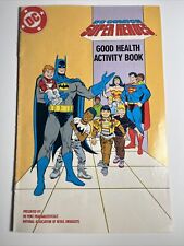 VINTAGE SUPER HEROES HEALTH ACTIVITY BOOK JUSTICE LEAGUE RARE UNCIRCULATED 1989 picture