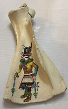 VINTAGE ORIGINAL PAINTING OF A NATIVE AMERICAN ON GENUINE ANIMAL BONE picture