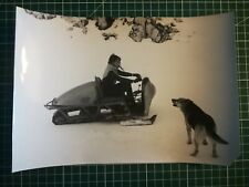 nn15 PHOTO TBE 1966 - 26x18 cm - young woman on snowmobile, chien picture