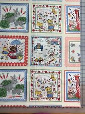 Classic Cottons 2003 Vintage Childrens Hankies 17x43 Fabric Panel Reproduction picture