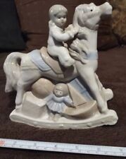 VINTAGE Porcelain Figurine of Children Playing on a CUTE Rocking Horse with Toys picture