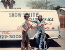 Vtg 1970s Color Photo Western Men Handicap Man Snow White Cleaning Service #43 picture
