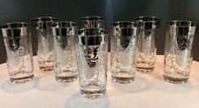 Eight vintage KIMIKO guardian silver night highball cocktail glasses picture