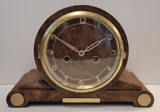 Antique c1930’s Art Deco British “Enfield” Burr Oak Cased Chiming Mantel Clock picture