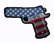 Colt .45 Auto American Flag Pistol 4 inch Iron on Biker Patch IV5246 F3D20R picture