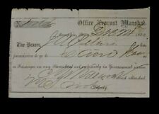 AUTHENTIC 1862 MILITARY TRAVEL PASS FROM THE OFFICE OF THE PROVOST MARSHALL picture