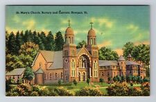 Newport VT-Vermont, St Mary's Church, Rectory Convent Vintage Souvenir Postcard picture