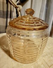 Anchor Hocking Pink Depression Ribbed Glass Cookie or Biscuit Jar/Canister picture