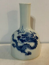 Chinese Blue & White Porcelain Mallet Vase 5 Claw Dragon Decoration Kangxi Mark picture