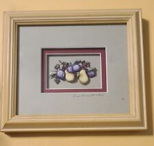 3d Paper Tole Art Pears Plums & Berries Signed Sue Burnett 2005 Shadow Box Frame picture