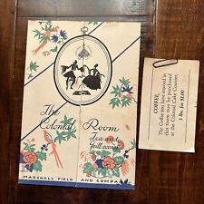 Vintage COLONIAL ROOM Menu MARSHALL FIELD AND COMPANY c1920 Chicago Illinois picture