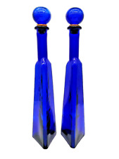 Vintage Triangle Cobalt Blue Wine Bottle & Cork Stopper Himark Enterprises Inc. picture