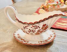 Vintage Copeland Spode Indian Tree  Gravy Boat & Attached Underplate Old Mark picture