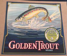 ORIGINAL Circa 1930s Orange crate label GOLDEN TROUT Vintage Fishing picture