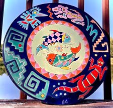 Vintage Native Hawaiian Artist Signed Painted Mosaic Tile Mural Made in Lahaina picture