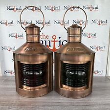 Port & Starboard Lanterns, Antique Brass Finish, Nautical Oil Lamps, Ship Lights picture